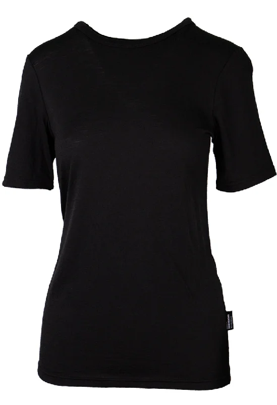 145 Women's Merino Short Sleeve T-Shirt Day By Day - Black Terry Blend Velvet Blend Canvas Blend