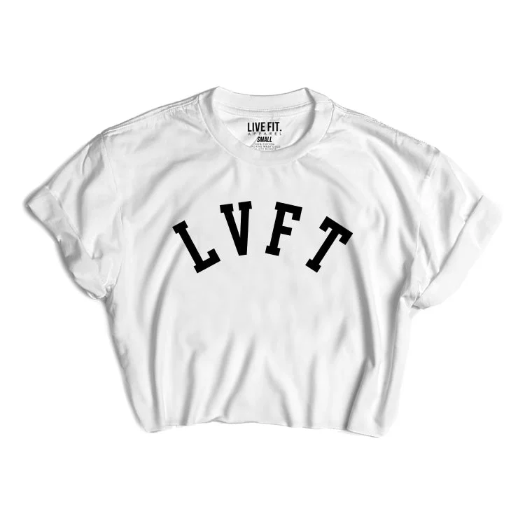 Academy Crop Tee - White Faux Fur Fabric Real Fur Fabric Shearling Fabric