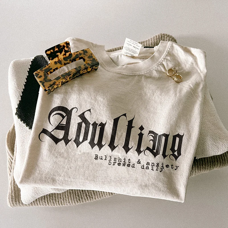 Adulting Heavyweight Tee Cotton Fabric Linen Fabric Terry Fabric