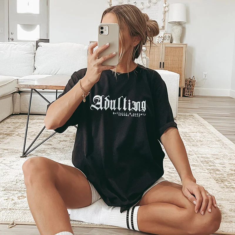 Adulting Lightweight Tee Front Pockets Side Pockets Patch Pockets