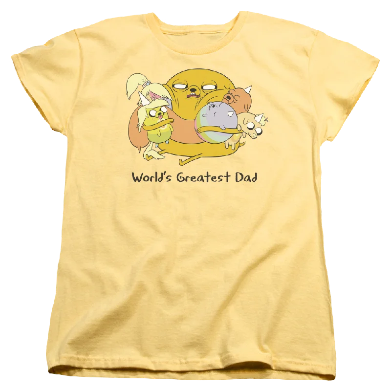 Adventure Time Worlds Greatest Dad - Women's T-Shirt Hooded Caped Shawl Collar