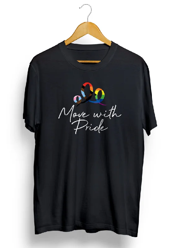 Move with Pride Unisex T-Shirt (Black) Mesh Fabric Canvas Fabric Denim Fabric