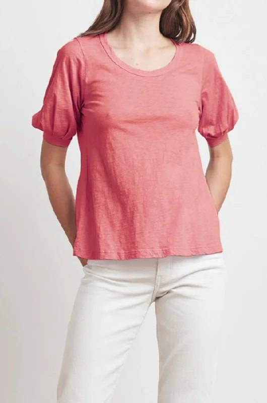 ANABELLE COTTON SLUB PUFF SLEEVE TEE Lace Blend Ribbed Blend Corduroy Blend
