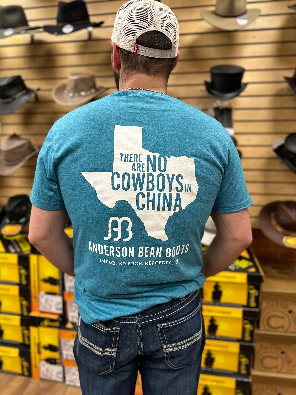 Anderson Bean Heather Teal "No Cowboys In China" Tee Terry Blend Velvet Blend Canvas Blend