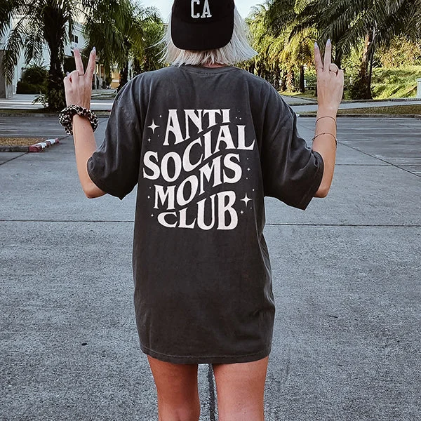 Anti Social Moms Club Heavyweight Tee Zippered Front Buttoned Front Snap Front