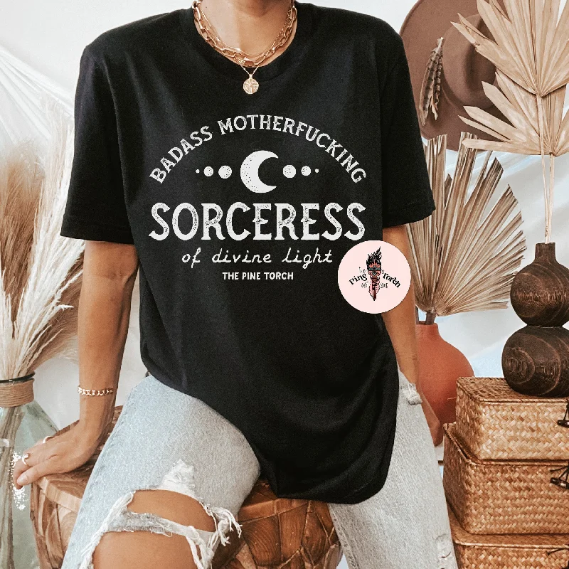 BADASS MOTHERF*CKING SORCERESS // BLACK UNISEX TEE Striped Floral Plaid