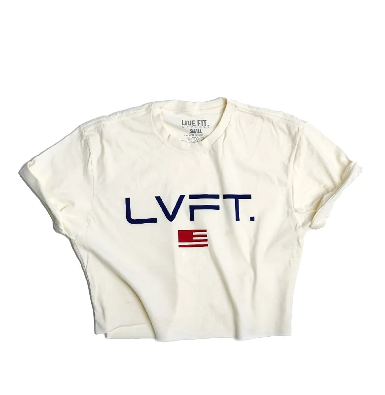 Brave Crop Tee - Natural Rayon Velvet Corduroy