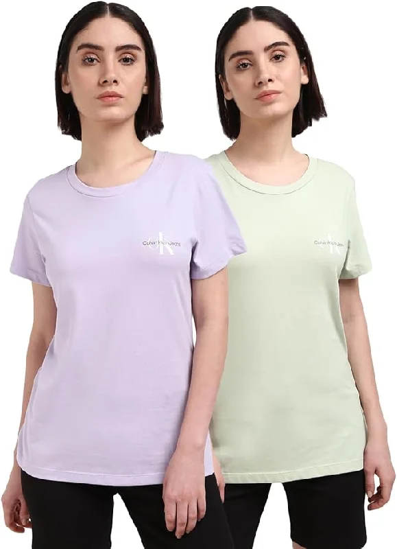 Calvin Klein 21973416 2-Pack Monologo Slim Tee Multi Graphic T-Shirt Round Neck Polyester