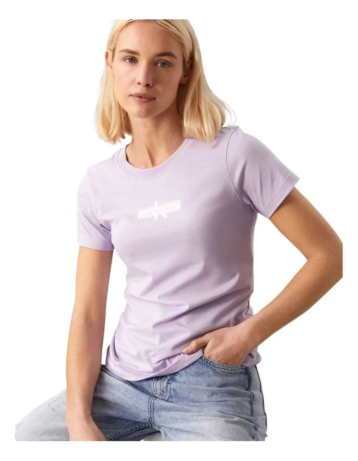 Calvin Klein J223625 Faded Monologo Slim Tee Lilac Notch Collar Peter Pan Collar Cowl Neck Calvin Klein J223625 Faded Monologo Slim Tee Lilac Notch Collar Peter Pan Collar Cowl Neck