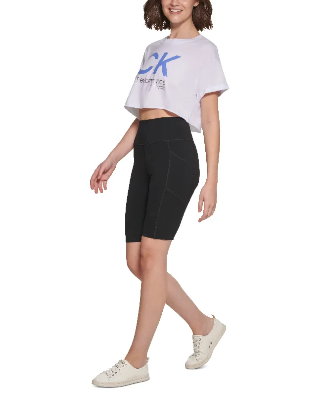Calvin Klein Performance Womens Cropped Logo T-Shirt Elegant Classic Vintage