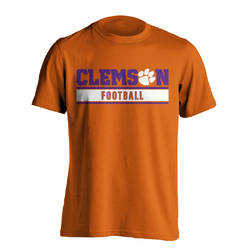 Clemson Football Tee | MRK Exclusive - Youth - Orange Houndstooth Herringbone Solid