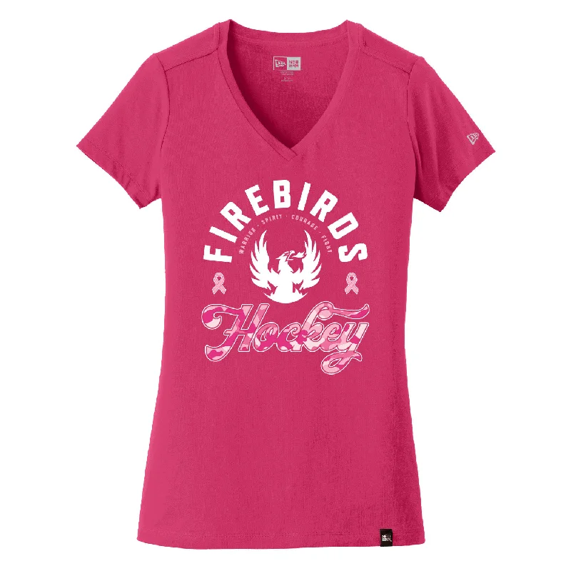 Coachella Valley Firebirds Womens Pink In The Rink VNeck Tee Zippered Buttoned Snapped