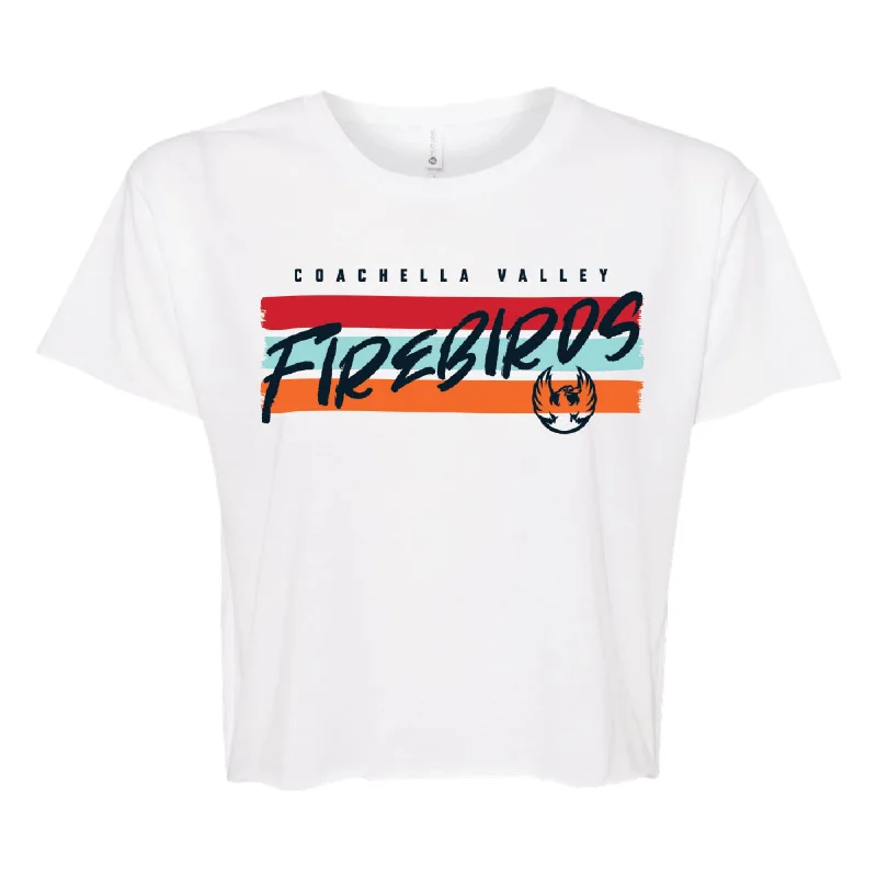 Coachella Valley Firebirds Boxy White Tee Rayon Velvet Corduroy