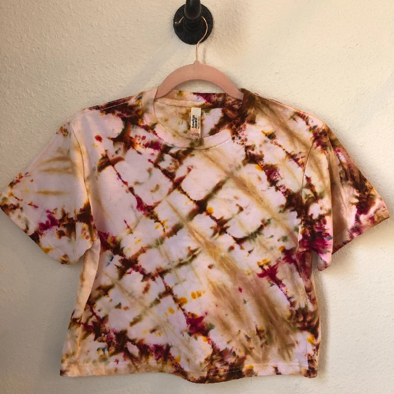 Dyed Boxy Cropped Tee  - Pink Confetti Rayon Fabric Velvet Fabric Corduroy Fabric