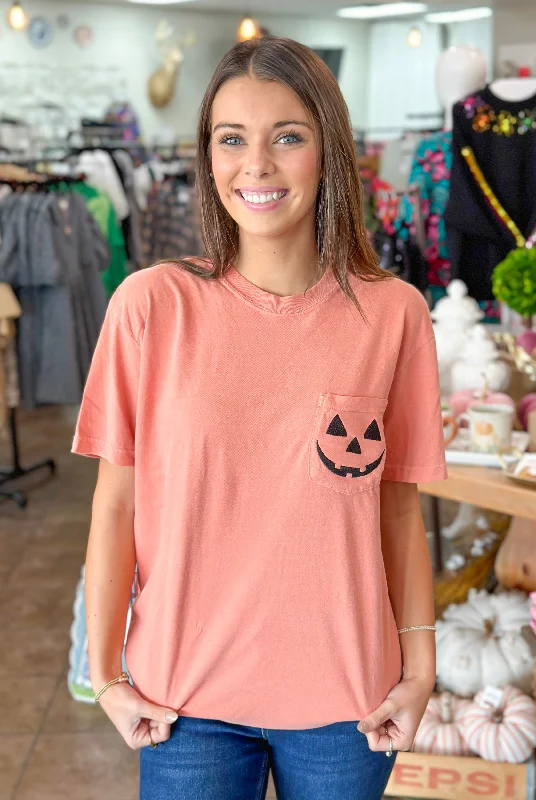 Embroidered Pumpkin T-Shirt Zippered Front Buttoned Front Snap Front