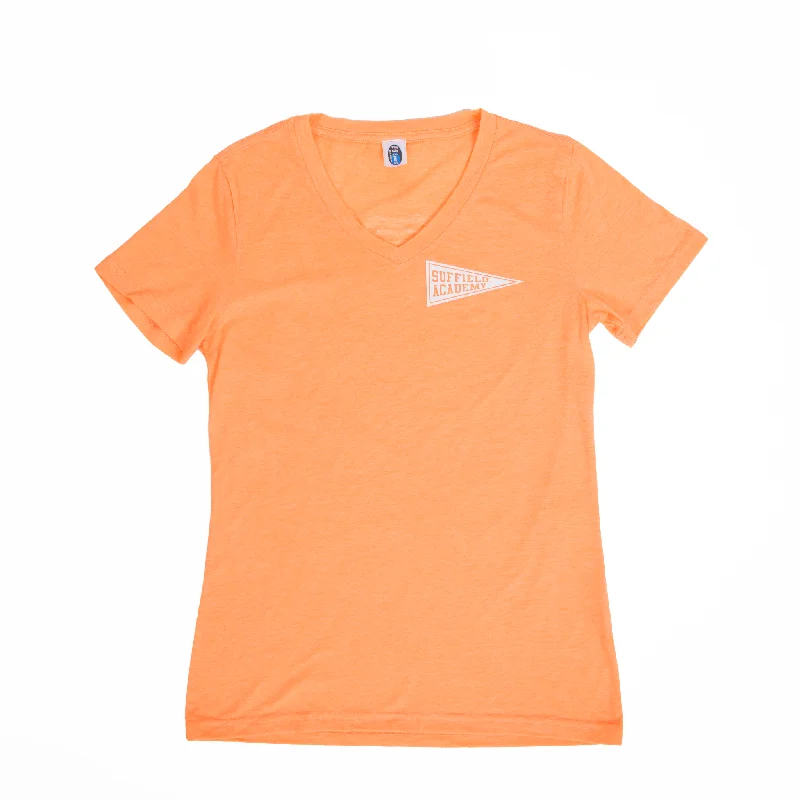 ES Sports Ladies V-Neck Tee-light Orange Terry Blend Velvet Blend Canvas Blend