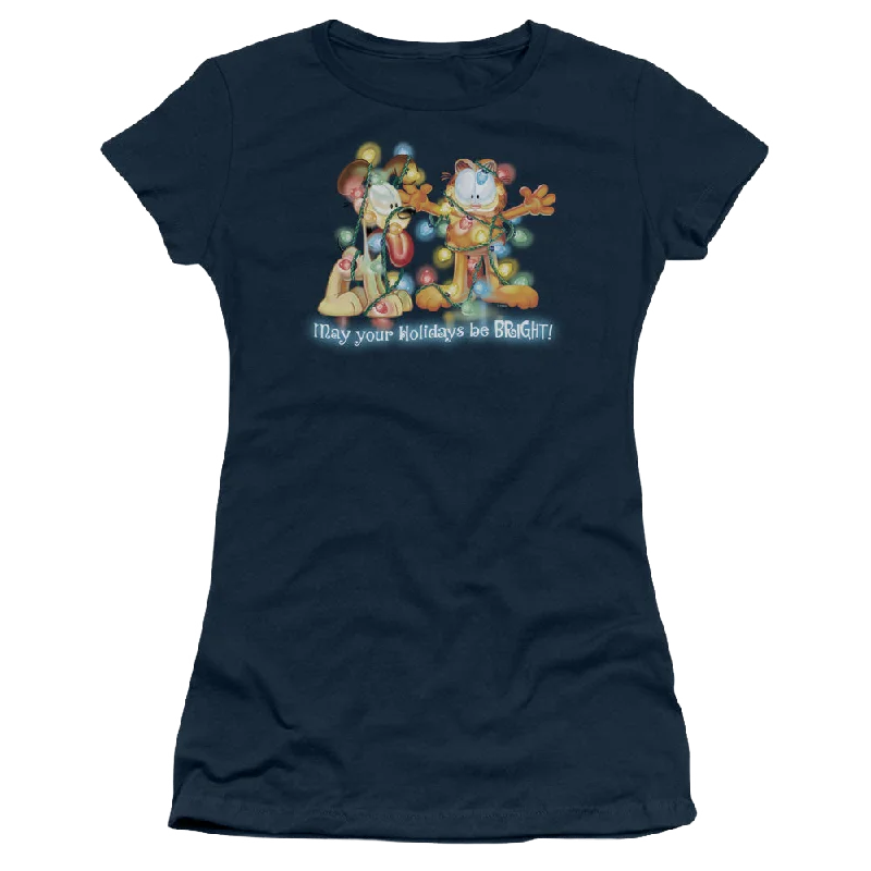 Garfield Bright Holidays - Juniors T-Shirt Iron Safe Non-Iron Wrinkle Free