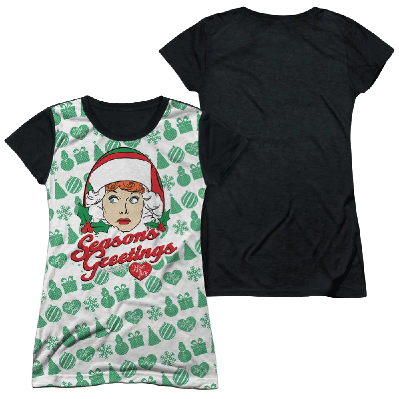I Love Lucy Pattern - Juniors Black Back T-Shirt Mesh Blend Leather Blend Suede Blend