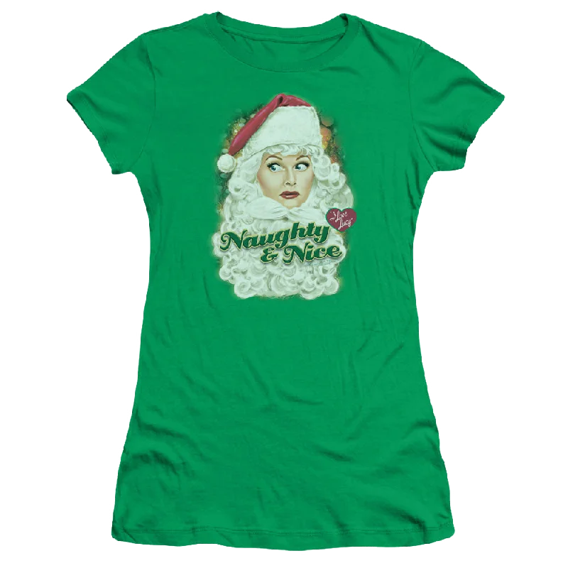 I Love Lucy Santa - Juniors T-Shirt Houndstooth Herringbone Solid