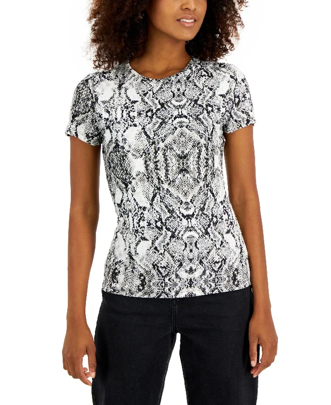 INC International Concepts Womens Snakeskin Print Knit T-Shirt Lace Blend Ribbed Blend Corduroy Blend INC International Concepts Womens Snakeskin Print Knit T-Shirt Lace Blend Ribbed Blend Corduroy Blend