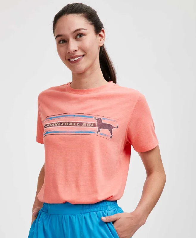 Ladies Pickleball Shortsleeve Tee Mesh Blend Leather Blend Suede Blend