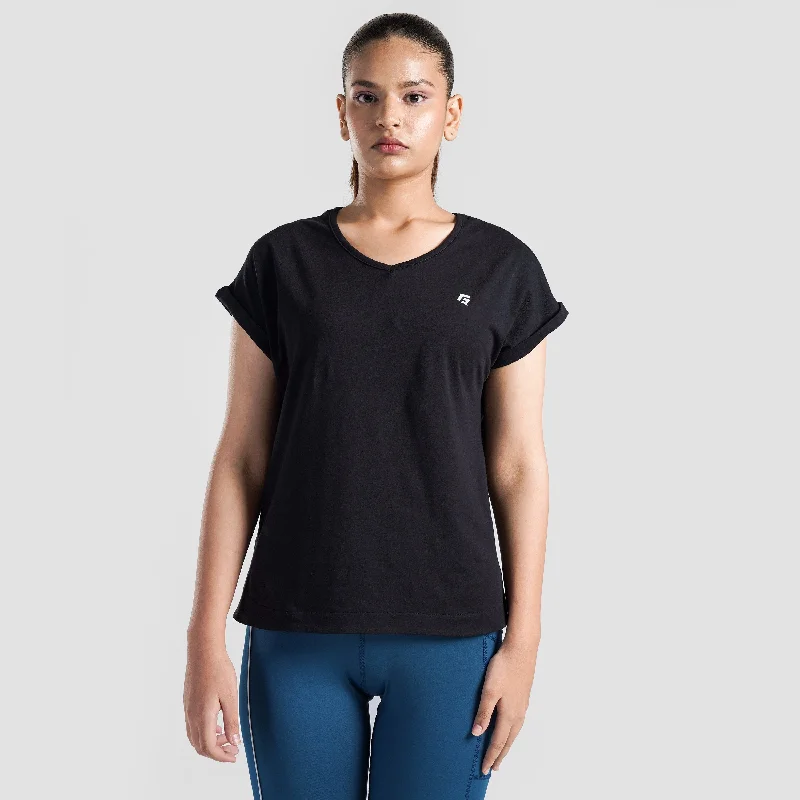 Lift Her Tee (Black) Print Jacquard Patchwork