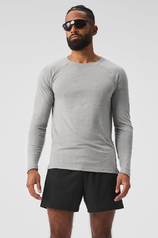 Triumph Long Sleeve Tee - Athletic Heather Grey Chenille Fabric Brocade Fabric Lace Fabric