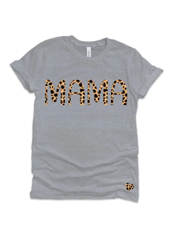 Mama Leopard Heather Gray T-Shirt Elegant Classic Vintage