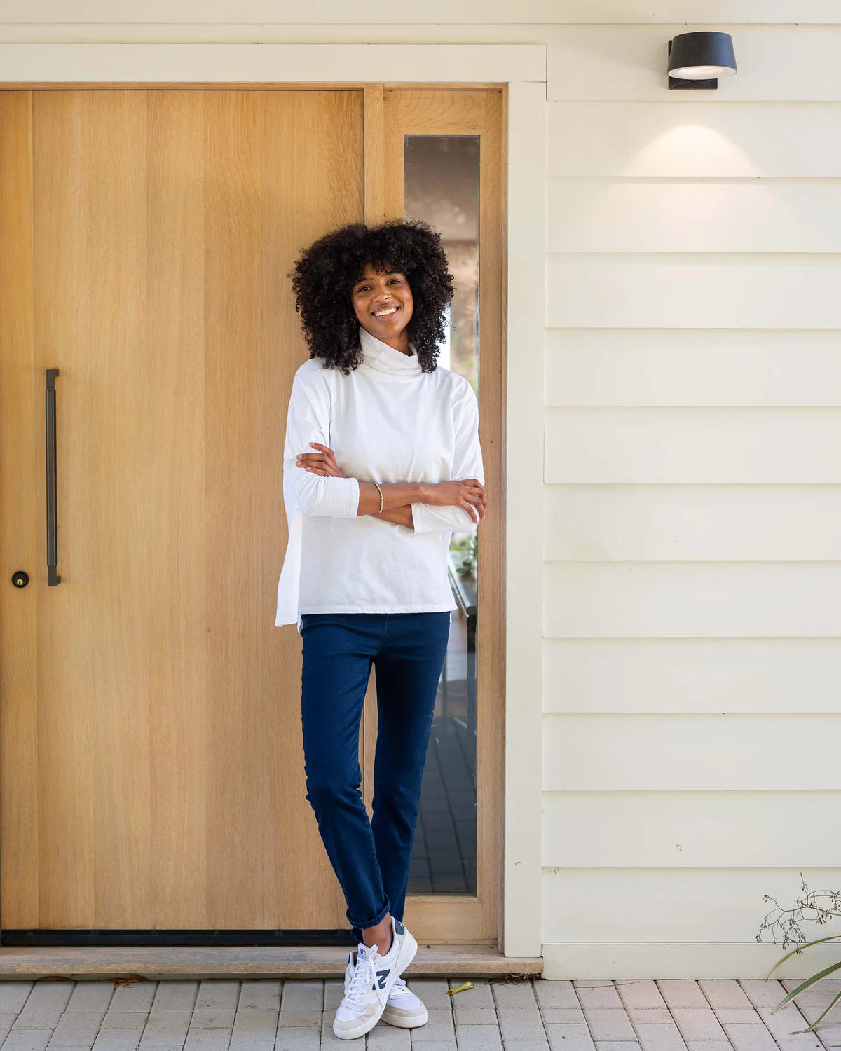 Mersea Catalina Turtleneck Tee White Striped Floral Plaid