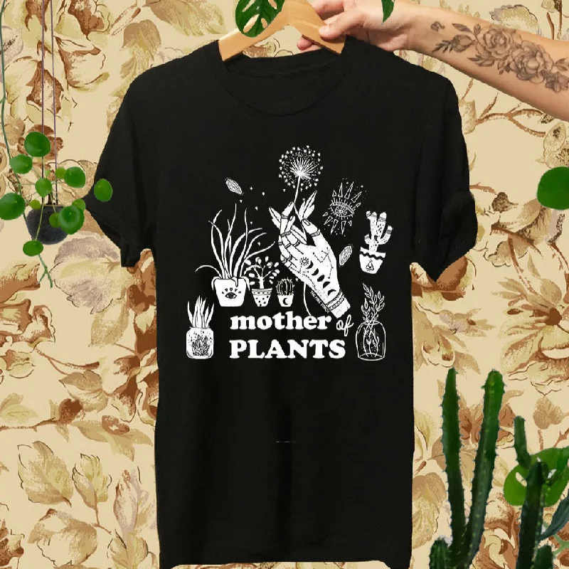 MOTHER OF PLANTS // BLACK UNISEX TEE Oversized T-Shirt Spandex breathable