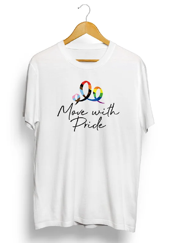 Move with Pride Unisex T-Shirt (White) Solid Print Embellished