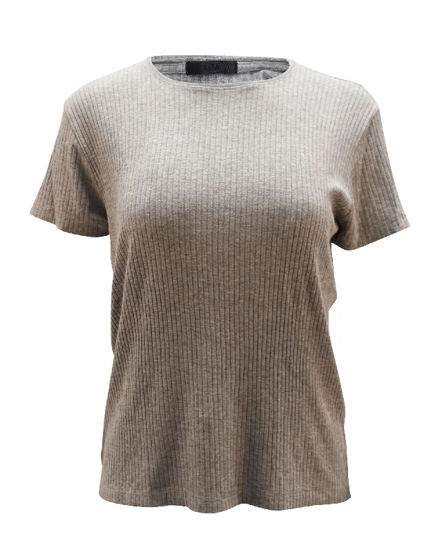 ATM Anthony Thomas Melillo Ribbed T-Shirt in Grey Modal Casual Formal Business