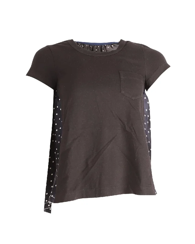Polka Dot Back T-Shirt in Black Cotton by Sacai Spandex Blend Rayon Blend Denim Blend