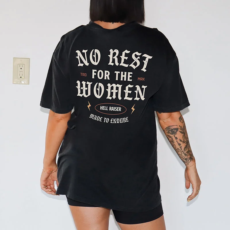 No Rest For The Women Heavyweight Tee Mesh Fabric Canvas Fabric Denim Fabric