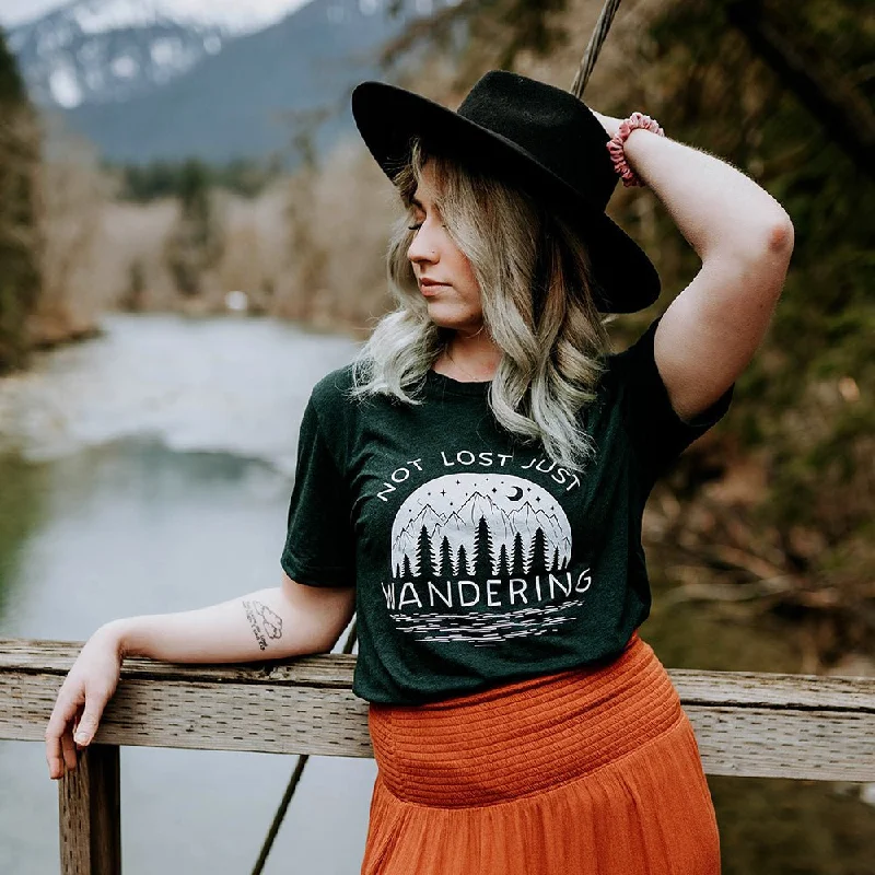 Not Lost Just Wandering Lightweight Tee Embroidered Appliqued Beaded
