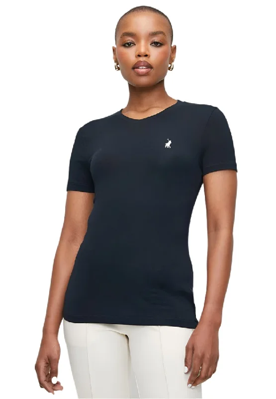 Polo 0048918 Kelly V -V Neck T-Shirt  Navy Terry Blend Velvet Blend Canvas Blend