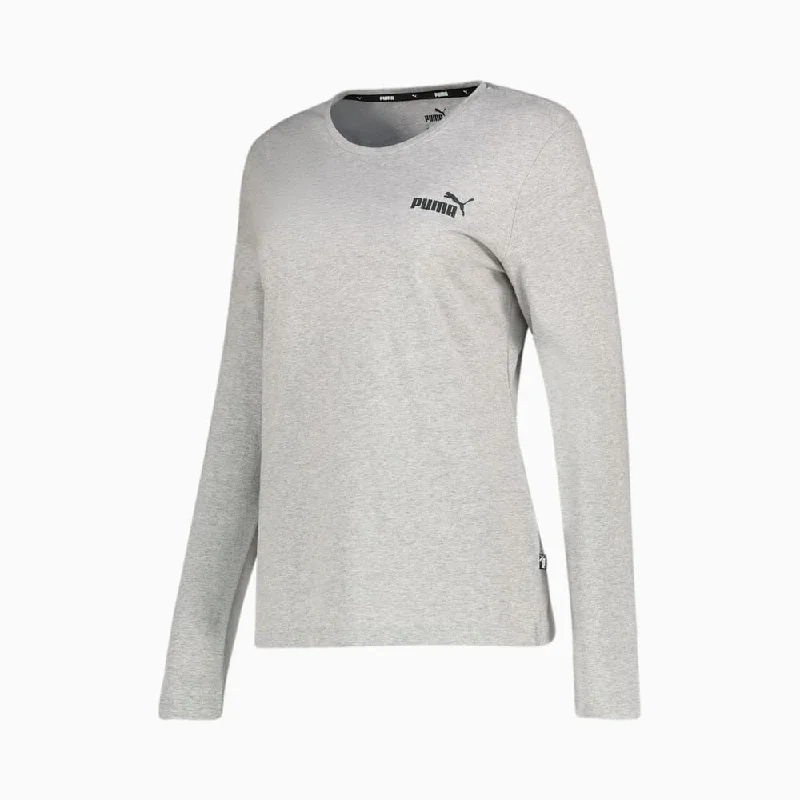 Puma Ess Longsleeve Tee  Grey Mesh Blend Leather Blend Suede Blend