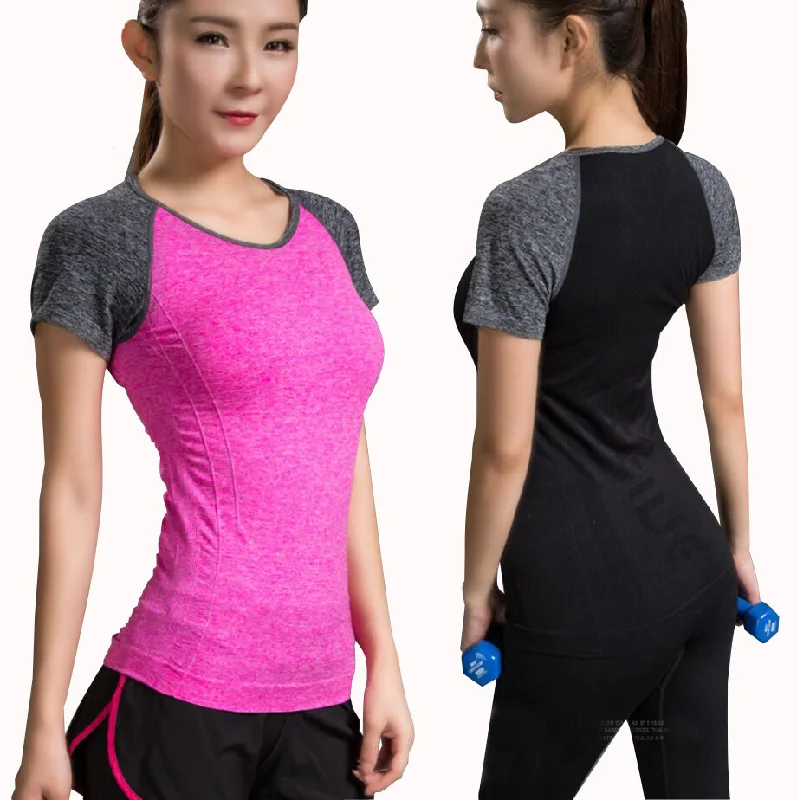 Quick Dry Stretch Slim Fit Yoga Tops Women Sport T Shirt Gym Jerseys Fitness Shirt Yoga Running T-shirts Female Sports Top Cloth Anti-Shrink Durable Soft