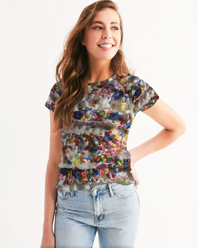 Rainbow Sprinkles On Whipped Cream Women's Tee Modern Contemporary Chic