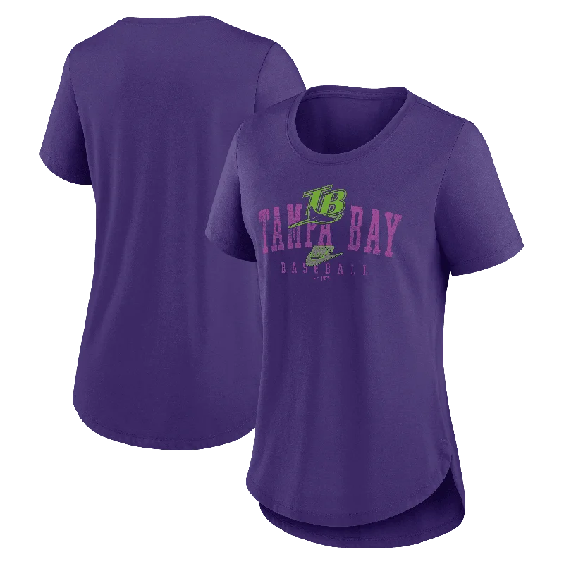 Rays Women's Nike Purple Devil Rays Tampa Bay Baseball T-Shirt Layered Multi-layer Single Layer