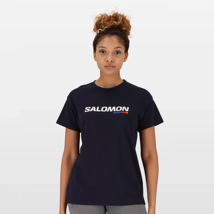 Salomon Sll8602 Womens Race Ss Tee Black Satin Fabric Silk Fabric Chiffon Fabric