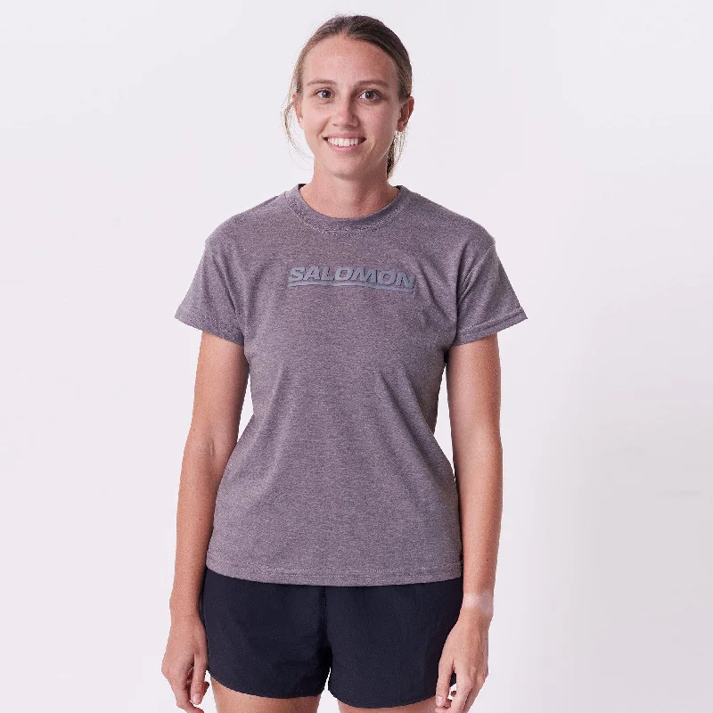 Salomon Sll8607 Womens Cross The Lines Ss Tee Melange Solid Print Embellished