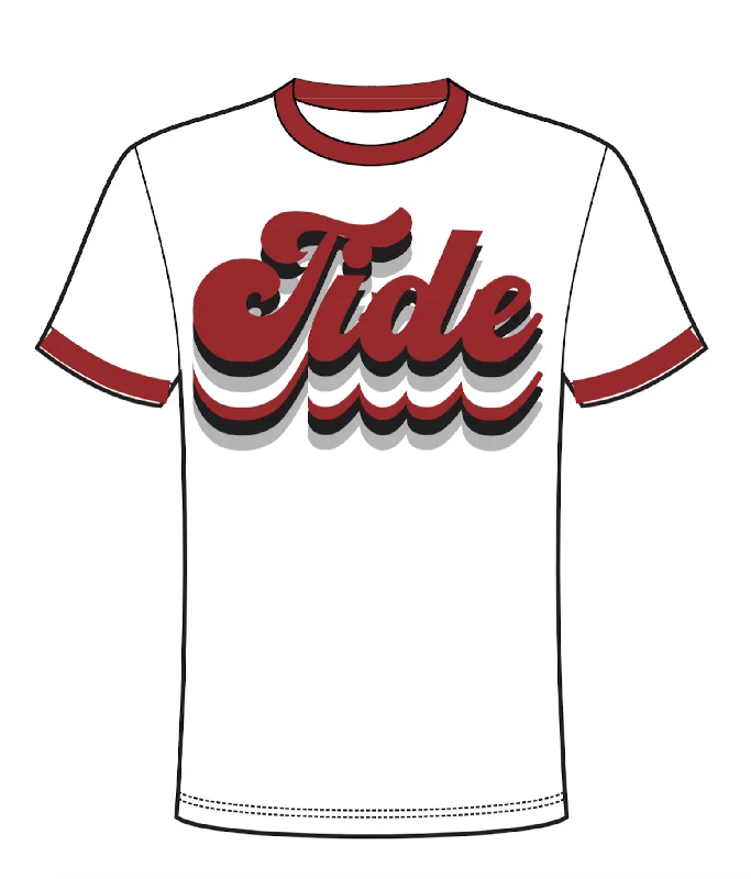Sparkle City Retro Tide Tee - WHITE Notch Collar Peter Pan Collar Cowl Neck