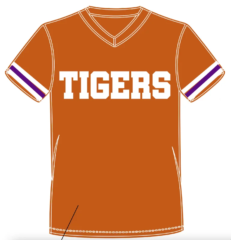 Sparkle City TIGERS Jersey Tee - ORANGE Chenille Blend Fleece Blend Nylon Blend
