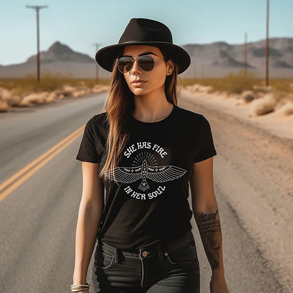 She Has Fire In Her Soul Lightweight Tee Fleece Nylon Spandex
