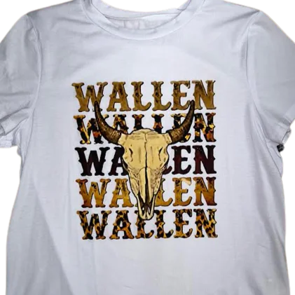 Southern Borders Wallen with Skull Short Sleeve Tee V-Neck T-Shirt Long Sleeve Cotton