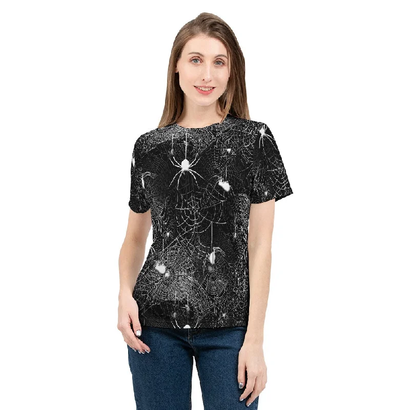 Spider Webs Women's Tee Front Pockets Side Pockets Patch Pockets
