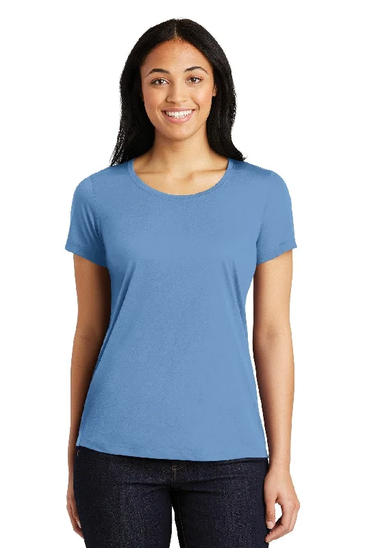 Sport-Tek Ladies PosiCharge Competitor Cotton Touch Scoop Neck Tee LST450 Carolina Blue Iron Safe Non-Iron Wrinkle Free