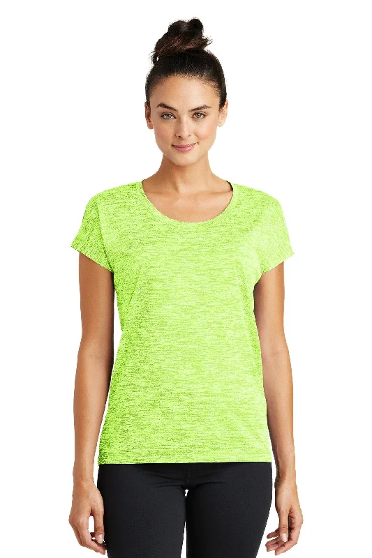 Sport-Tek Ladies PosiCharge Electric Heather Sporty Tee LST390 Lime Shock Electric Mesh Blend Leather Blend Suede Blend