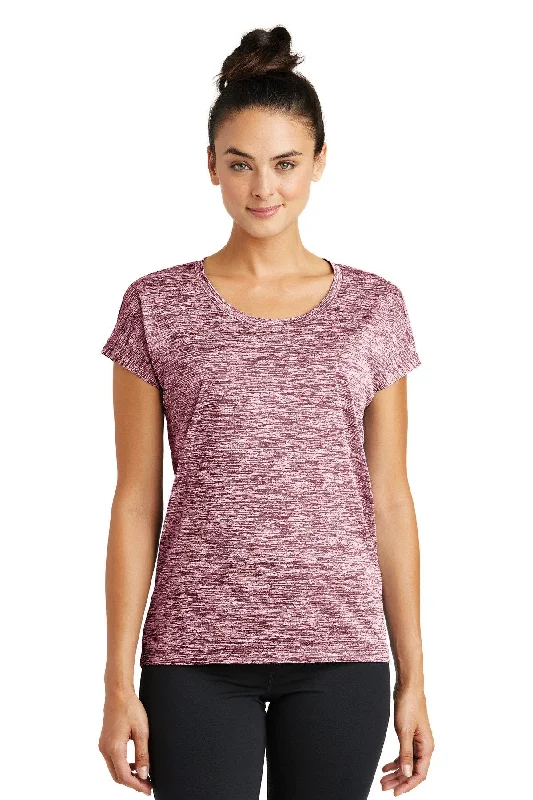 Sport-Tek Ladies PosiCharge Electric Heather Sporty Tee LST390 Maroon Electric Embroidered Appliqued Beaded